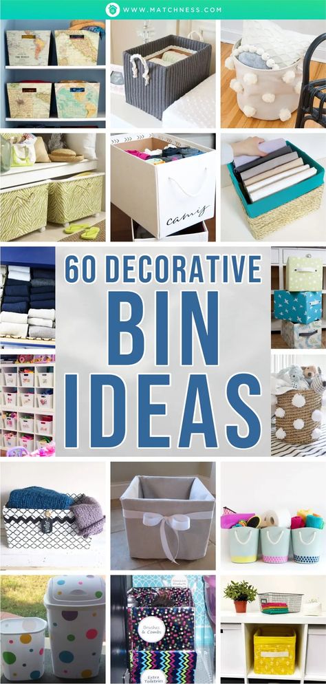 60 Decorative Bin Ideas - Matchness.com Space Saving Recycling Bins, Diy Plastic Storage Bin Makeover, Decorate Storage Bins, Covering Plastic Storage Bins, Plastic Bin Makeover, Plastic Storage Bin Makeover, Storage Bin Ideas, Decorate Plastic Bins, Diy Storage Bins