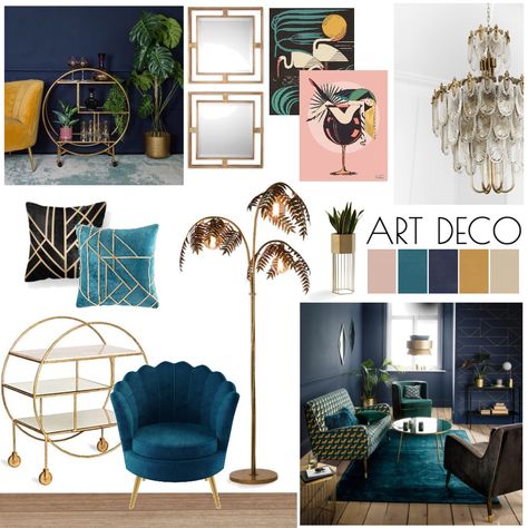 View this Interior Design Mood Board and more designs by KristieNorton on Style Sourcebook Neo Art Deco Interior, Art Deco Interior Living Room, Board Interior Design, Living Room Art Deco, Salon Art Deco, Interior Art Deco, Modern Art Deco Interior, Art Deco Room, Art Deco Living