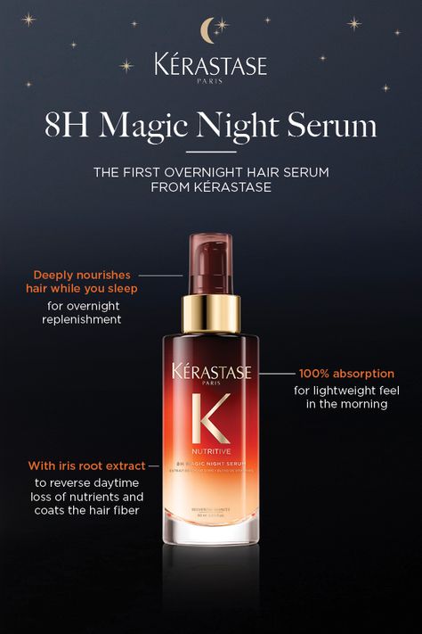 Dry Hair Serum, Kerastase Serum, Serum For Hair, Overnight Hair, Kerastase Hair, Magic Night, Overnight Hairstyles, Night Hairstyles, Silky Smooth Hair