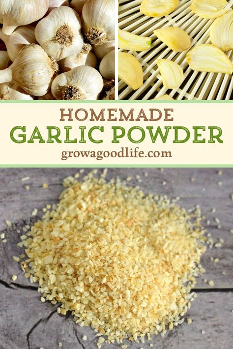 Make your own homemade garlic powder by dehydrating and grinding garlic cloves. Using garlic powder in your cooking is a quick way to add lots of flavor to a dish. It combines easily with the other dried herbs and spices to make a shelf-stable mix. Visit to see how to make homemade garlic powder. Diy Garlic Powder, Homemade Garlic Powder, Kitchen Magick, Preserving Recipes, Homemade Dry Mixes, Diy Mixes, Dry Mixes, Dehydrated Vegetables, Homemade Pantry