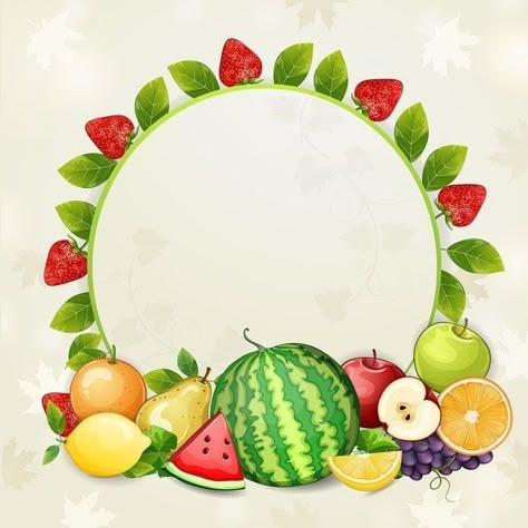 Fruits Background, Fruit Logo Design, Fruits And Vegetables Pictures, Fruit Wreath, Vegetable Pictures, Fruit Logo, Fruit Birthday, School Frame, Powerpoint Background Design