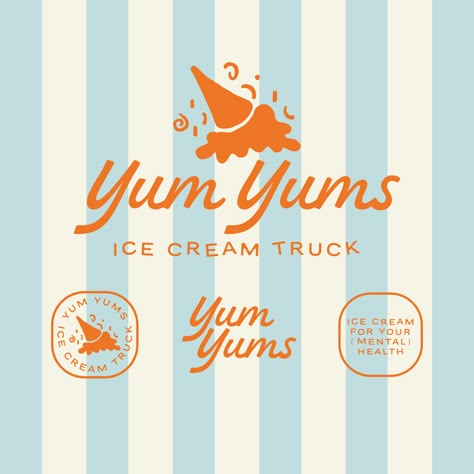 Ice Cream Logo #aplicacion #ecommerce #brandingagency. Sweet Branding Design, Ice Cream Logo Design Ideas, Fun Typography Logo, Ice Cream Logo Branding, Ice Cream Truck Illustration, Ice Cream Logo Ideas, Ice Cream Branding Design, Ice Cream Shop Branding, Ice Cream Graphic Design