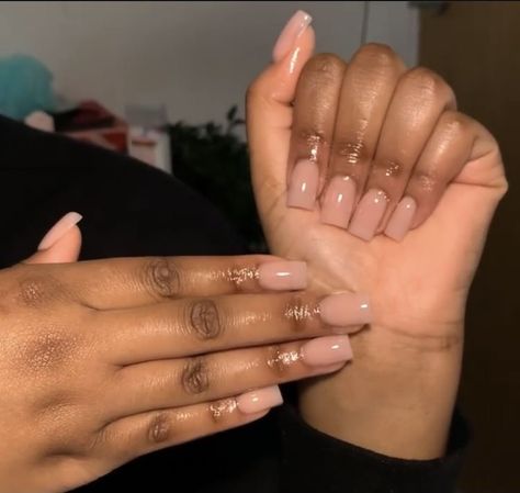 Short Classy Nails, Overlay Nails, Acrylic Nails Nude, Brown Acrylic Nails, Milky Nails, Work Nails, Simple Acrylic Nails, Short Square Acrylic Nails, Short Acrylic Nails Designs