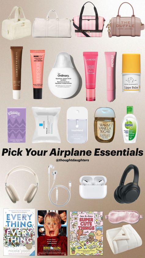 Travel essentials, pick your own, remix your own, do it yourself, comment your choices, comment down below, airplane essentials, airplane activities Air Port Essentials, Plane Essentials, Airport Essentials, Road Trip Kit, Airplane Activities, Airplane Travel Essentials, Travel Packing Checklist, Airport Aesthetic, Bags For Kids