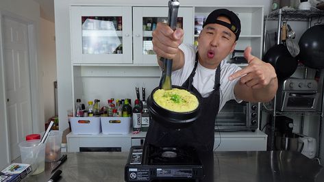 Korean Steamed Egg (Gyeran Jjim) - Chef Chris Cho Yangnyeom Chicken, Korean Steamed Egg, Chef Chris Cho, Chris Cho, Korean Egg, Salted Shrimp, Light Side Dishes, Cooking Bowl, Tiktok Recipes