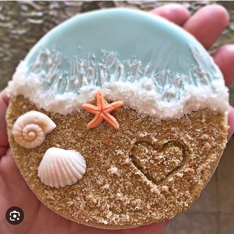 Beach Cookies Decorated, Beach Sugar Cookies, Beach Themed Cookies, Cookie With Royal Icing, Summer Birthday Cake, Beach Birthday Cake, Beach Cupcakes, Cookie Shop, Beach Cookies