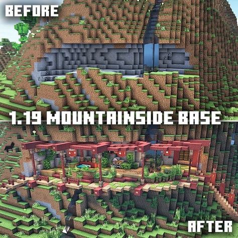 Mountainside House Minecraft, Minecraft Mountain Base, Minecraft Storage Room, Minecraft Mountain, Minecraft Storage, Minecraft C, Mc Builds, Bangunan Minecraft, Minecraft Castle