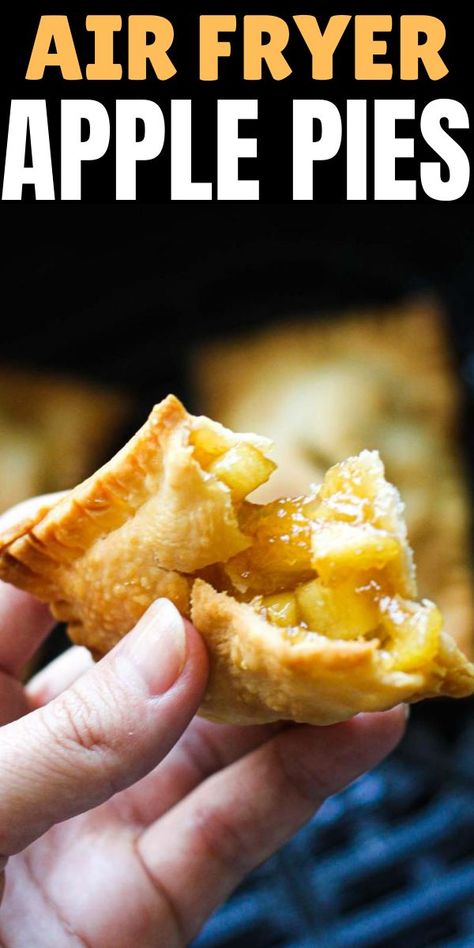 Air Fry Apple Pie, Buttery Flaky Pie Crust, Air Fryer Recipes Dessert, Fried Apple Pies, Store Bought Pie Crust, Hand Pie Recipes, Apple Hand Pies, Mini Apple Pies, Air Fried Food