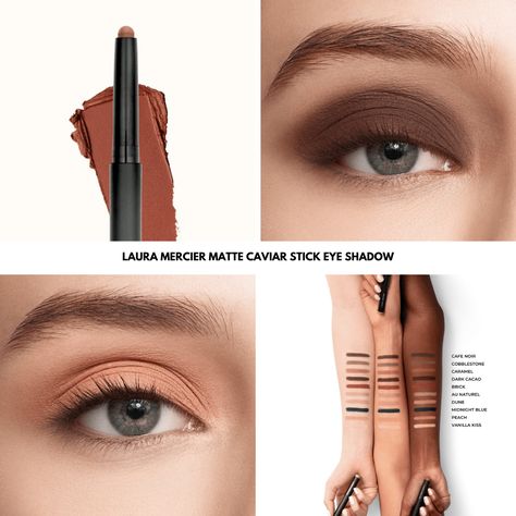 Laura Mercier recently launched their new and improved Matte Caviar Stick Eye Shadow collection, featuring a selection of 12 different shades. The eye shadows are available now and priced at $32 each. The post New and Improved! Laura Mercier Matte Caviar Stick Eye Shadow appeared first on BeautyVelle | Makeup News. Laura Mercier Caviar Stick, Creamy Eyeshadow, Dark Red Brown, Peach Puff, Makeup News, Wearing Color, Eye Shadows, New And Improved, Chestnut Brown