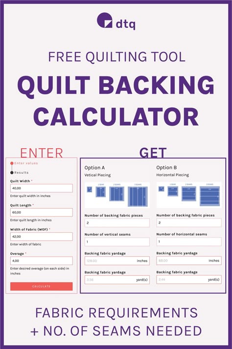 Quilt Calculator, Quilt Backing Ideas, Quilt Math, Melting Potatoes, Basting A Quilt, Backing Ideas, Backing A Quilt, Calculator Design, Fondant Potatoes