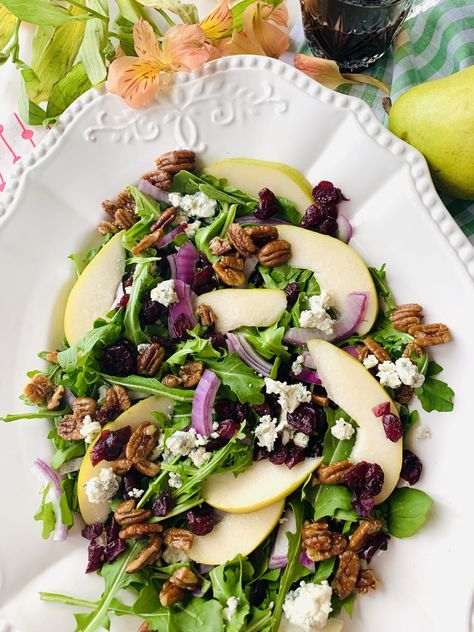 Pear Bleu Cheese Salad, Pear Blue Cheese Salad, Pear And Blue Cheese Salad, Pear And Blue Cheese, Cheese Salad Recipes, Barley Salad, Blue Cheese Salad, Beef Sliders, Baby Arugula