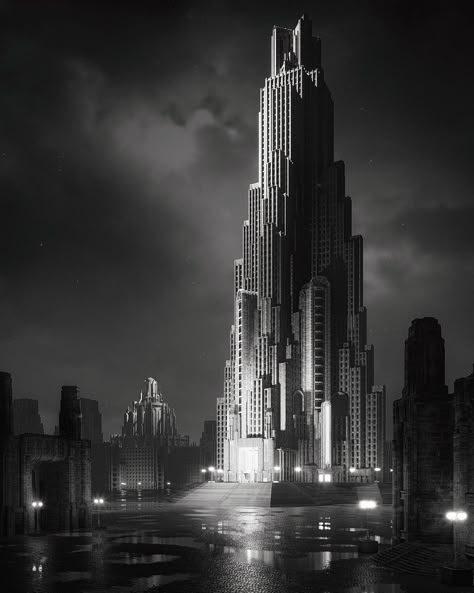 Art Deco City, Dark Deco, Sci Fi City, Diesel Punk, Art Deco Buildings, 다크 판타지, Art Deco Architecture, Futuristic City, Future City