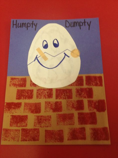 Humpty Dumpty craft Humpty Dumpty Art Preschool, Preschool Humpty Dumpty Craft, Nursery Rhymes Preschool Crafts Art Projects, Preschool Nursery Rhyme Crafts, Nursery Rhyme Activities For Toddlers, Humpty Dumpty Craft Preschool, Nursery Rhyme Crafts Preschool, Fairytale Crafts For Preschool, Humpty Dumpty Activities Preschool