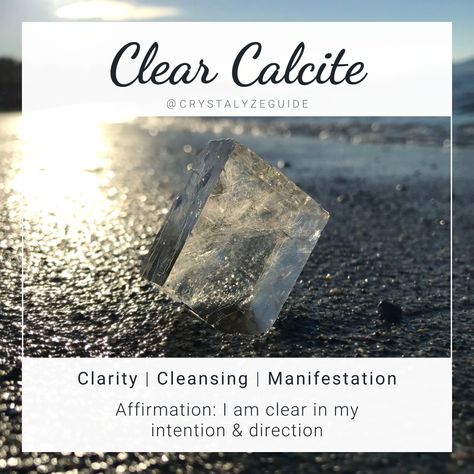 Clear Calcite Meaning, Calcite Crystal Meaning, Calcite Meaning, Witch Info, Crystal Facts, Crystal Affirmations, Charging Crystals, Clear Calcite, Crystal Vibes