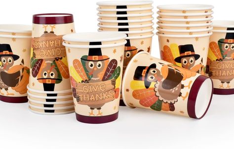 Thanksgiving Party Supplies, Disposable Paper Cups for Autumn Party Decorations and Thanksgiving Party Decorations, 30 Pack, Turkey Design Turkey Cups, Autumn Party Decorations, Turkey Cup, Colorful Turkey, Thanksgiving Party Decorations, Thanksgiving Tablecloth, Fall Party Decorations, To Go Coffee Cups, Thanksgiving Napkins