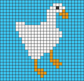 Alpha pattern #46923 | BraceletBook Stitchfiddle Stitch Patterns, Goose Pixel Art, Goose Perler Bead Pattern, Duck Pixel Art, Simple Alpha Patterns Crochet, Duck Grid Pattern, Duck Pixel Art Grid, Untitled Goose Game Pixel Art, Goose Alpha Pattern