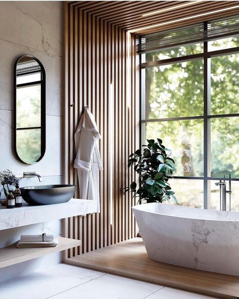 Becki Owens on Instagram: “Loving this @arq.crisgroenwold — so pretty!! Also our mid-week sales picks are up on beckiowens.com!! 🖤🖤” Modern Master Bath, Zen Interiors, Hill Interiors, Bathroom Design Inspiration, Home Spa, Bath Tub, Free Standing Tub, Custom Home Builders, Bathroom Inspiration