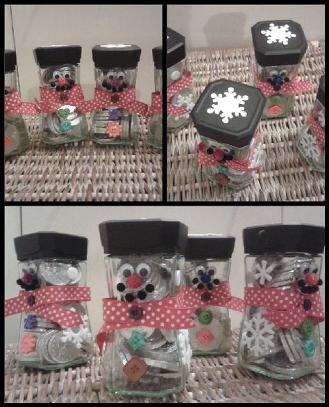 Upcycled snowmen coffee jars by MedArtation ♥ Nescafe Coffee Jars Diy Ideas, Coffee Jar Crafts, Nescafe Instant Coffee, Nescafe Coffee, Coffee Jars, Instant Coffee, Jar Diy, Coffee Bottle, Jar Crafts