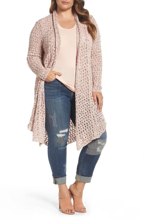 Melissa McCarthy Seven7 Pointelle Knit Open Front Topper (Plus Size) Plus Size Fall Outfit, Look Plus Size, Melissa Mccarthy, Pointelle Knit, Moda Plus, Curvy Girl Fashion, Fall Fashion Trends, Look Plus, Autumn Fashion Women