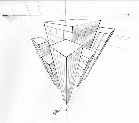 Point Perspective Drawing Ideas, Three Point Perspective Drawing, Perspective Drawing Ideas, 3 Point Perspective, Three Point Perspective, Perspective Sketch, Perspective Drawing Architecture, Perspective Drawing Lessons, Interior Architecture Drawing