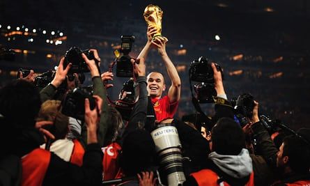 Andrés Iniesta celebrates after his goal won the 2010 World Cup for Spain. He says he game reached ‘another level’ that day. Iniesta Spain, Soccer City Stadium, Spain National Football Team, Uefa European Championship, World Cup Trophy, Football Players Images, World Cup Winners, National Football Teams, Football Pictures