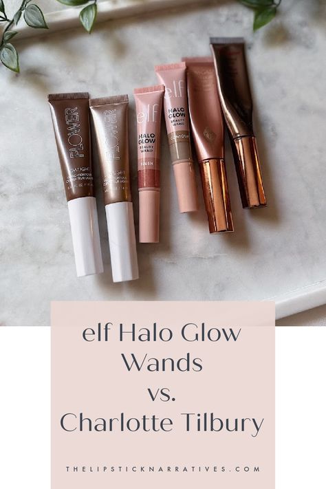 My honest review of the elf halo glow wands - the lipstick narratives - elf halo glow wands vs. charlotte tilbury Elf Blush Wand, Elf Halo Glow Beauty Wand, Elf Contour Wand, Elf Halo Glow Blush, Elf Halo Glow Contour, Charlotte Tilbury Contour Wand, Charlotte Tilbury Contour, Elf Contour, Elf Halo Glow