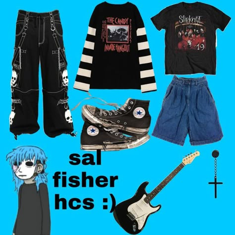 Sally Man, Sal Fisher, Gender Fluid Fashion, Sally Face Game, Alt Clothes, Scene Outfits, Character Inspired Outfits, Sally Face, Emo Outfits