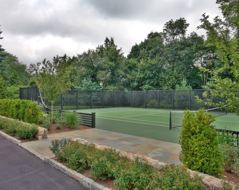 Tennis Court Backyard, Tennis Court Design, Backyard Court, Backyard Sports, Yard Remodel, Private Tennis Court, Deck Designs Backyard, Spring Outdoor, Sport Court