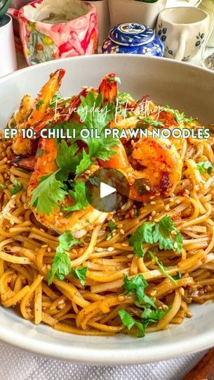 1.5M views · 80K reactions | Chilli Oil Prawn Noodles Recipe ⤵️

Everyday Healthy Episode 10 - Chilli Oil Prawn Noodles 🍜 

Garlic Chilli Oil 🌶️
1/4 cup chilli flakes
2 tbsp freshly crushed garlic
2 tbsp freshly crushed ginger 
2 tbsp chopped green onions (green part)
1/8 cup sesame seeds
1 tsp salt
1 tsp sugar
1 tsp Kashmiri Red Chilli Powder

3/4 cup neutral oil
Few coriander seeds, whole cardamom, peppercorns and 1 star anise 
1 bay leaf
Handful green onion bulbs (white part)

• Heat the oil in a pot with the whole spices, bay leaf and green onion bulbs
• Let it infuse for 5 to 10 min on medium heat
• Mix all the remaining ingredients in a jar
• Strain over the hot oil and let it sizzle
• Mix well and seal the lid. Let it cool completely 
• Store at room temperature 

Chilli Oil Noodl Garlic Chilli Oil, Prawn Noodle Recipes, Homemade Oils, Chilli Garlic Noodles, Prawn Noodles, Whole Spices, Onion Bulbs, Chilli Oil, Red Chilli Powder