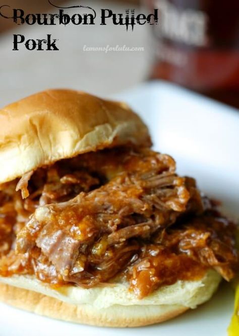 Bourbon Pulled Pork Bourbon Pulled Pork, Boneless Pork Roast, Slow Cooker Pulled Pork, Pork Sandwich, Pulled Pork Sandwich, Slow Cooker Pork, Crockpot Cooking, Derby Party, Crock Pot Slow Cooker