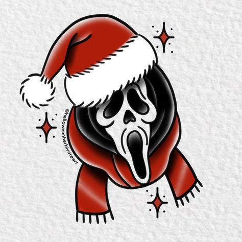 Friday The 13th Flash, Christmas Creepy, 13th Friday, Christmas Tattoos, Christmas Flash, Merry Creepmas, Horror Christmas, Christmas Horror, Spooky Christmas