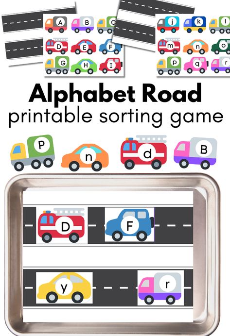 Alphabet Road Letter Roads Free Printable, Road Letters Free Printable, Transportation Alphabet, Theme For Preschool, Letter Sorting, Prek Activities, Letter Sort, Craft Printables, Preschool Alphabet