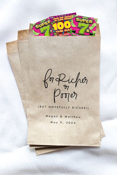 For Richer or Poorer Favor Bags Wedding Scratchers Favor, Wedding Lottery Ticket Favor Bag - Etsy Lottery Ticket Wedding Favor, Lotto Tickets, Lottery Ticket, Lottery Tickets, Wedding Favor Bags, Future Wedding Plans, Wedding Gifts For Guests, Personalized Wedding Favors, Cute Wedding Ideas