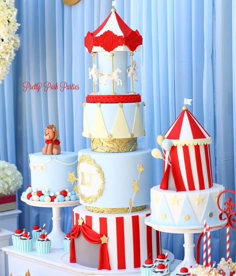 Pretty Posh Parties®️ on Instagram: “🎪ᏟᎪᏒᏁᎥᏉᎪᏞ🎪 Event Design and Coordination: @prettyposhparties Photography: @ris.photography Cake: @dressmycake Desserts:…” Carnival Theme Cake 1st Birthdays, Circus Themed Cake, Circus Cake Ideas, Carnival Theme Cake, Carnival Birthday Cake, Carnival Themed Cakes, Carnival Birthday Cakes, Circus Theme Cakes, Sibling Birthday Parties