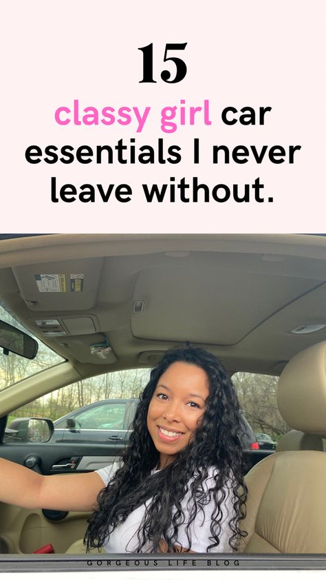 Women’s Car Essentials, What's In My Car, Car Necessities For Women List, First Car Must Haves, Elegant Cars For Women, Elegant Car Accessories, Girl Car Must Haves, New Car Must Haves, Car Kits For Women