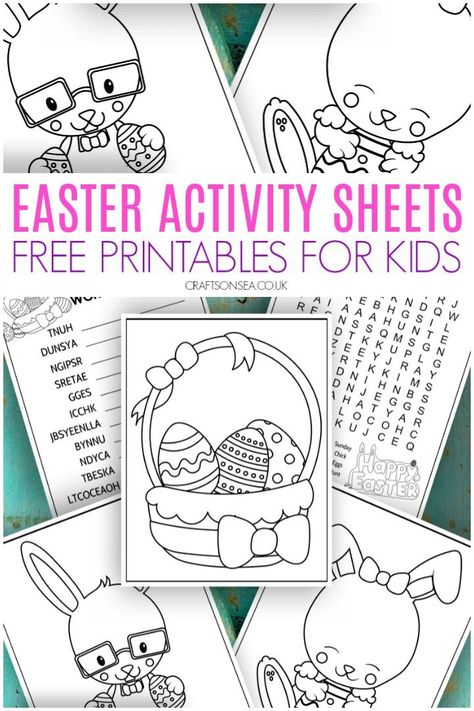 easter activity sheets for kids, ten pages of free printables perfect   for Easter crafts and activities with lots of colouring pages plus wordsearch and wordscramble #easteractivities #kidsactivities Easter Activity Sheets, Easter Bunny Activities, Bunny Activities, Printable Easter Activities, Activity Printables, Easter Worksheets, Easter Crafts For Toddlers, Easter Activity, Free Activities For Kids