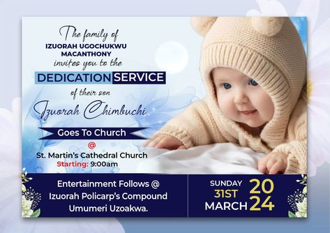 Child dedication invitation card, baby goes to church, rubbing of powder, dedication, naming ceremony. Dedication Card, Graphic Design Terms, Baby Dedication Invitation, Dedication Invitations, Brochure Cover Design, Church Poster Design, Baby Dedication, Church Poster, Catholic Kids