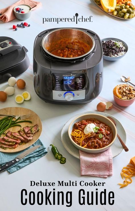 Pampered Chef Deluxe Multi Cooker, Pampered Chef Deluxe Multi Cooker Recipes, Curtis Stone Mini Multi Cooker Recipes, Pampered Chef Multi Cooker Recipes, Pampered Chef Quick Cooker Recipes, Multi Cooker Recipes, Pc Ideas, Multi Cooker, Pampered Chef Recipes