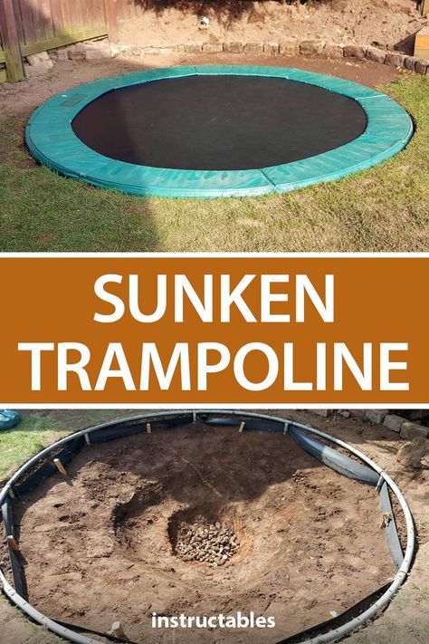 Sunken Trampoline: Hello, We came across a trampoline that someone was giving away as they no longer needed it and thought that this would be a nice addition to our garden for our children to enjoy. Our only problem was that we have never enjoyed the look of a tramp... How To Sink A Trampoline, Ground Level Trampoline, How To Put Trampoline In Ground, Sunken Trampoline Garden, Diy In Ground Trampoline, Trampoline Bunker, Sunken Backyard, Kids Garden Ideas, Underground Trampoline