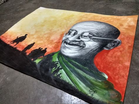 Gandhi ji painting by artist pravish rahi Gandhi Ji Sketch, Gandhi Ji Drawing, Gandhi Ji, Onam Wishes, Foam Sculpture, Movement Drawing, Canvas Art Painting Abstract, Dance Logo, Environment Painting