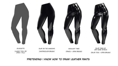 Leather Pants Drawing, Pants Tutorial, Pants Drawing, Leather Tutorial, Shading Drawing, Fashion Design Drawing, Fashion Illustrations Techniques, Texture Drawing, Incubus