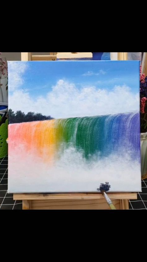 Easy technique to paint rainbow waterfall for beginners | Easy abstract art, Canvas painting designs, Sky art painting Easy Abstract Art, Rainbow Waterfall, Painting Ideas On Canvas Easy, Sky Art Painting, Simple Canvas Paintings, Canvas Painting Tutorials, Easy Canvas Art, Easy Canvas Painting, Abstract Art Painting Diy