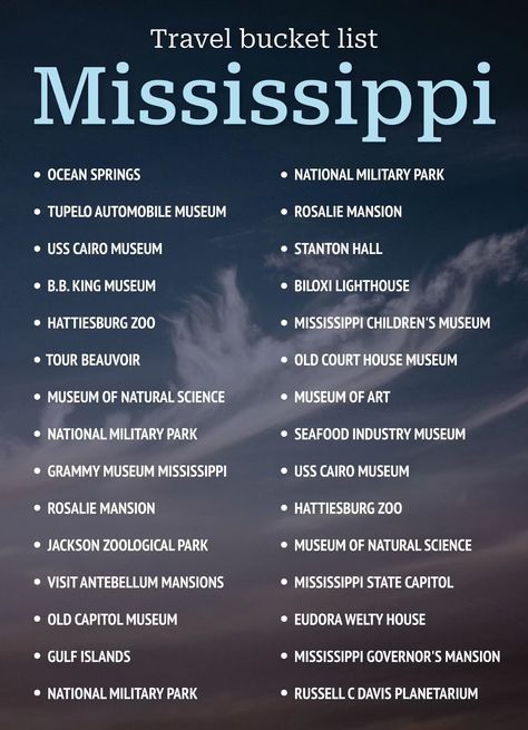 Mississippi Bucket List, Bucket List Template, Nebraska Travel, Usa Vacations, Mississippi Travel, Midwest Region, Alabama Travel, Retirement Travel, Michigan Travel