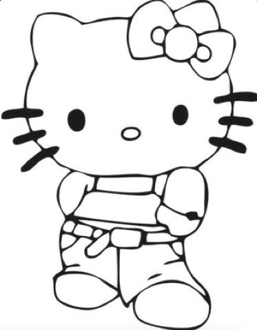 Hello Kitty Stencil, Sanrio Characters Coloring Pages, Hello Kitty Outline, Hello Kitty Sketch, Nail Templates, Cute Easy Doodles, Kitty Coloring, Easy Doodles, Hello Kitty Coloring