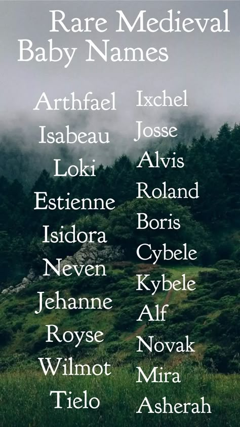 Unique Rare Medieval Baby Names Medieval Names Character Inspiration, Medieval Surnames, Medieval Names Boys, Medieval Girl Names, Medieval Boy Names, Male Names Character Inspiration, Fantasy Surnames, Surnames For Characters, Fantasy Names Male