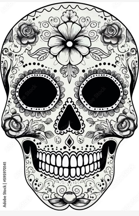 Mexican Skull Mask, Mexican Skull Drawing, Mexican Drawings, Mexican Tattoo Ideas, Draw Skull, Sugar Skull Art Drawing, Sugar Skull Drawing, Mexican Skeleton, Mexican Tattoo