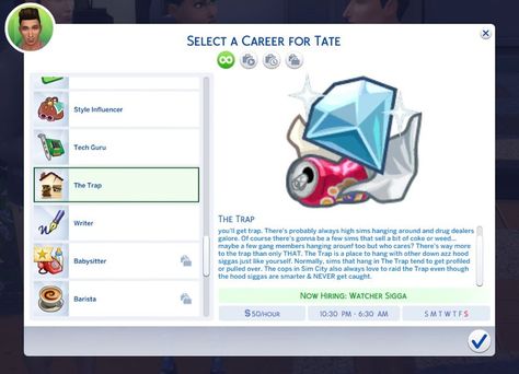 ​﻿​​Trap Career | Patreon Sims 4 Free Mods, Sims Traits, Sims 4 Jobs, Sims Challenge, Sims 4 Tsr, Sims 4 Challenges, Sims 4 Traits, Sims 4 Cas Mods, Sims 4 Cc Kids Clothing