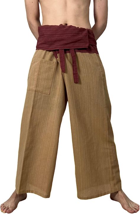 Amazon.com : SUMALEE - 2 Tone Thai Fisherman Pants for Men & Women Trousers Perfect for Yoga, Martial Arts, Pirate, Medieval, Japanese Samurai Pantalones : Clothing, Shoes & Jewelry Island Reference, Japanese Style Pants, Pantalon Thai, Medieval Japanese, Sarong Pants, Outfit Homme, Martial Arts Clothing, Thai Pants, Thai Fisherman Pants