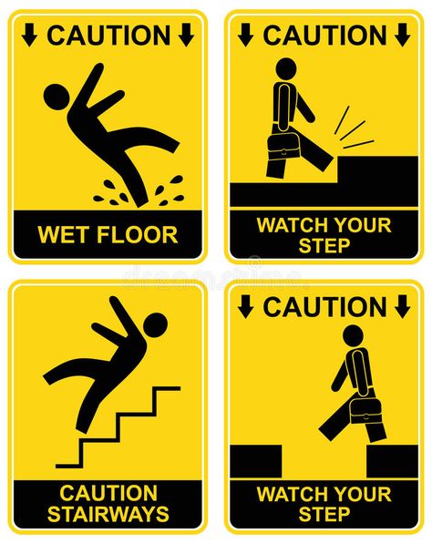 Falling man - caution sign. Wet floor, stairways, watch your step - set of cauti , #sponsored, #floor, #Wet, #watch, #stairways, #man #ad Health And Safety Poster, Friends Apartment, No Caffeine, Wet Floor Signs, The Off Season, Sign System, Safety Posters, Wet Floor, Workplace Safety