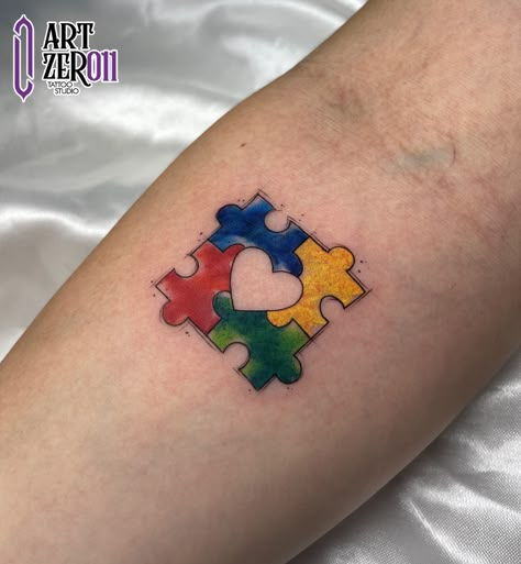 Teacher Tattoos, Puzzle Piece Tattoo, Puzzle Tattoos, Tattoo Drawing Ideas, Cute Simple Tattoos, Awareness Tattoo, Mommy Tattoos, Zen Doodle Patterns, Tattoo For Son